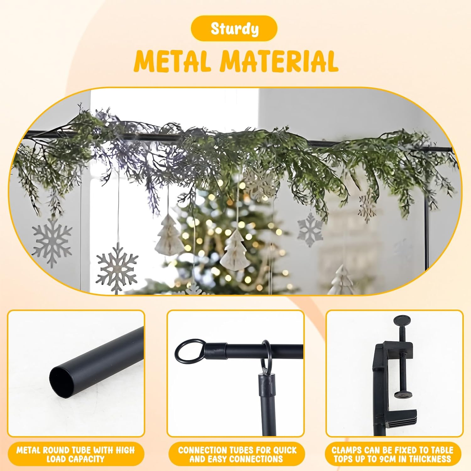 Fwqofvk over the Table Rod Stand with Clamps Easy to Install Use Adjustable Table Arch Hanging Metal Table Arch Hanging Rod Stand Decorated Arch for Wedding Birthday Party Christmas image number 5