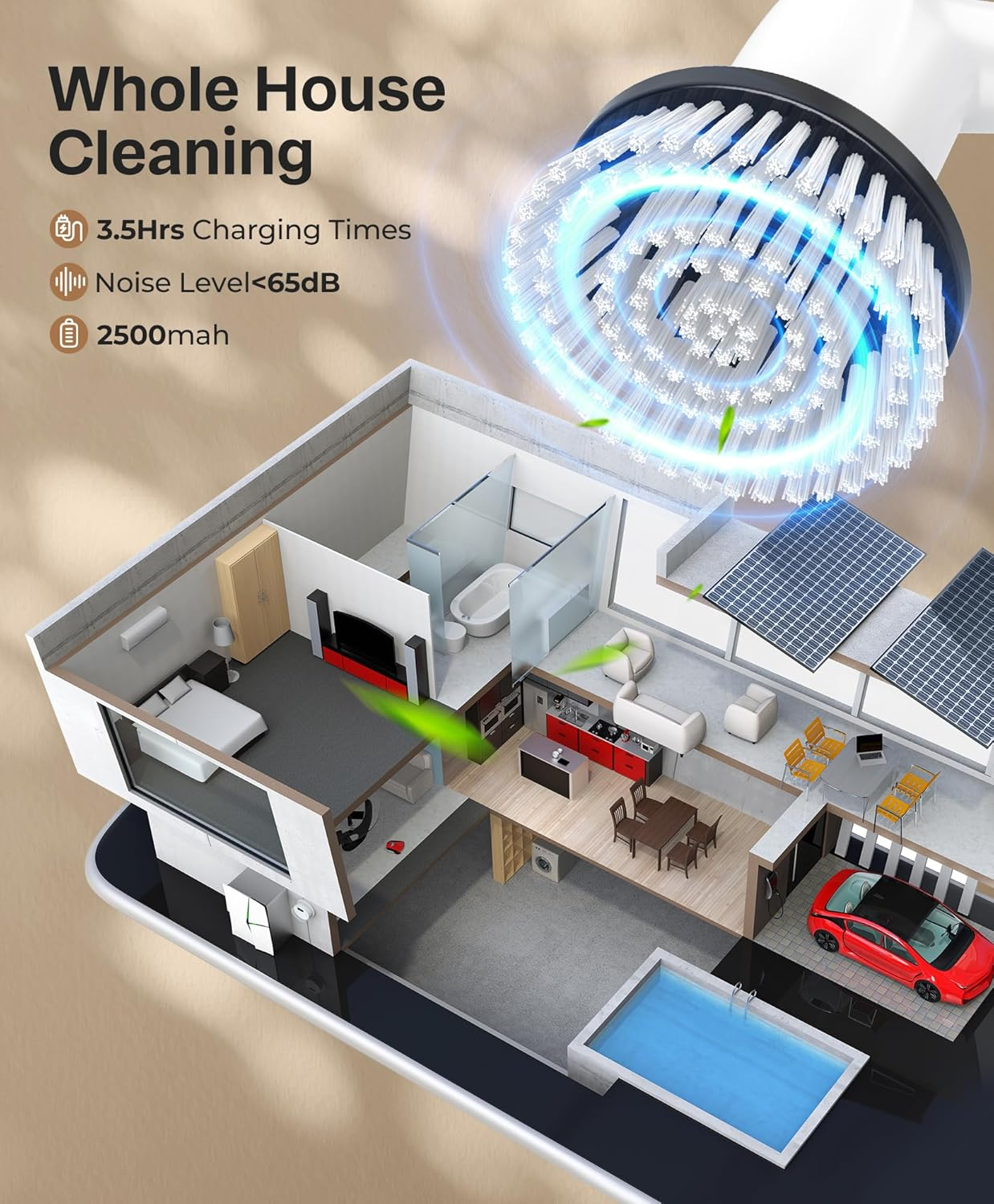 Lyrifine Electric Spin Scrubber, 2025 New Full-Body IPX7 Waterproof Bathroom Cleaner Brush, Shower Scrubber with Long Handle & 2 Speed, Heads Replacement, Cleaning Supplies for Tub Shower Tile Floor image number 3