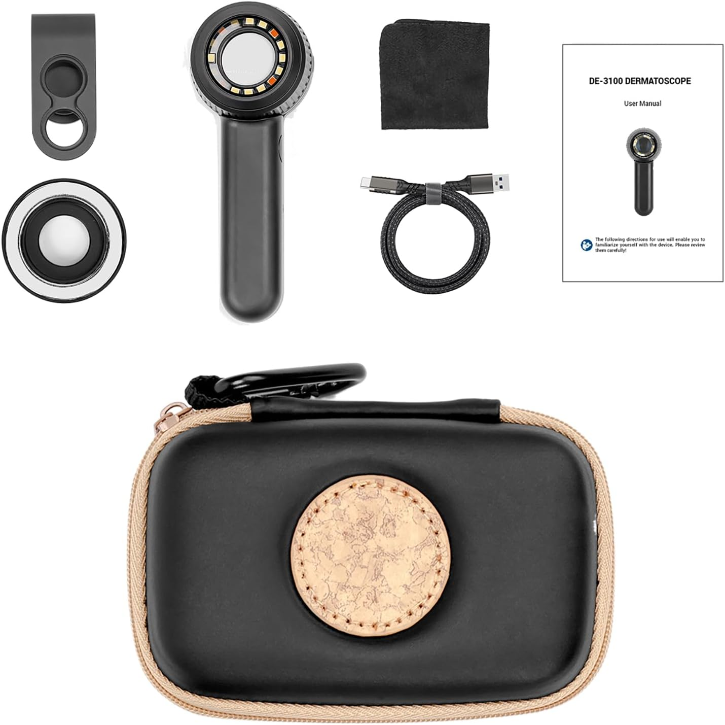 IBOOLO DE-3100 Dermatoscope, 10X Magnify Skin Analyzer Machine Polarized Dermatoscope image number 2