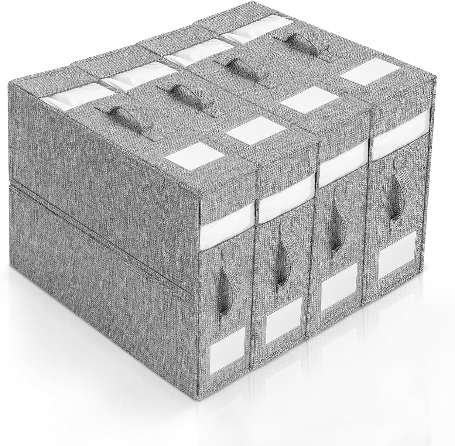 4 Pack Bed Sheet Organizers and Storage, Linen Closet Organizers and Storage, Sheet Folder Organizer with Window and Label, for Bedding Sheets, Covers, Pillowcase and Blanket image number 3