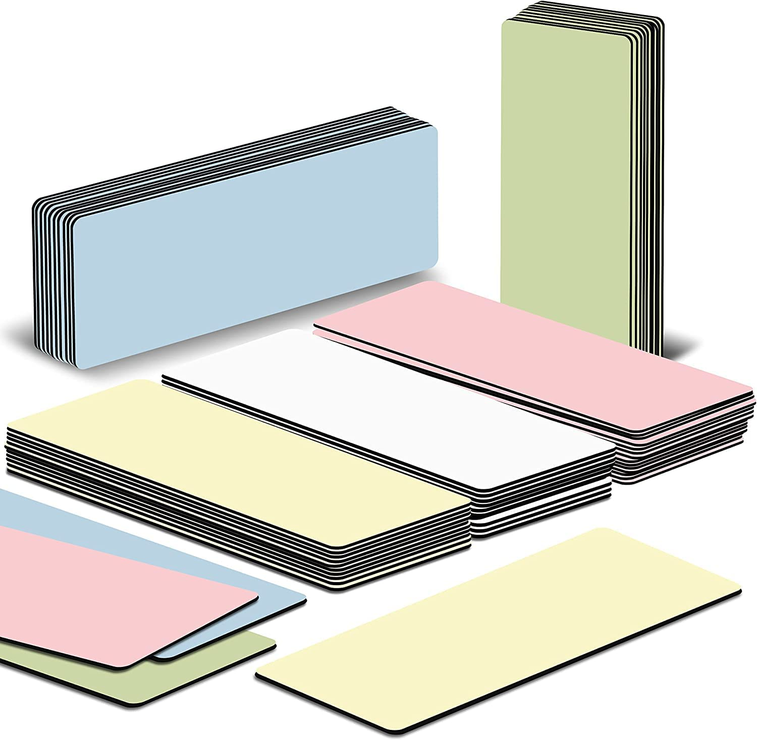 BIROYAL Dry Erase Magnets 50Pcs with Marker - Reusable Whiteboard Accessories Magnetic Strips for Whiteboard Magnet Labels Magnetic Name Tags for Classroom Home Office in 5 Gradient Colors