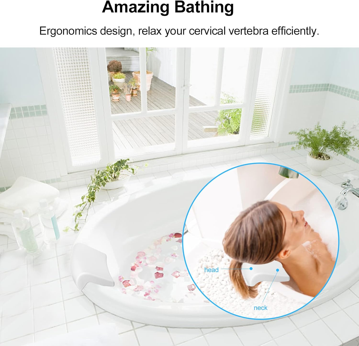 Soft Bath Pillow Bathtub Pillows Headrest SPA Bathroom Supplies White image number 4