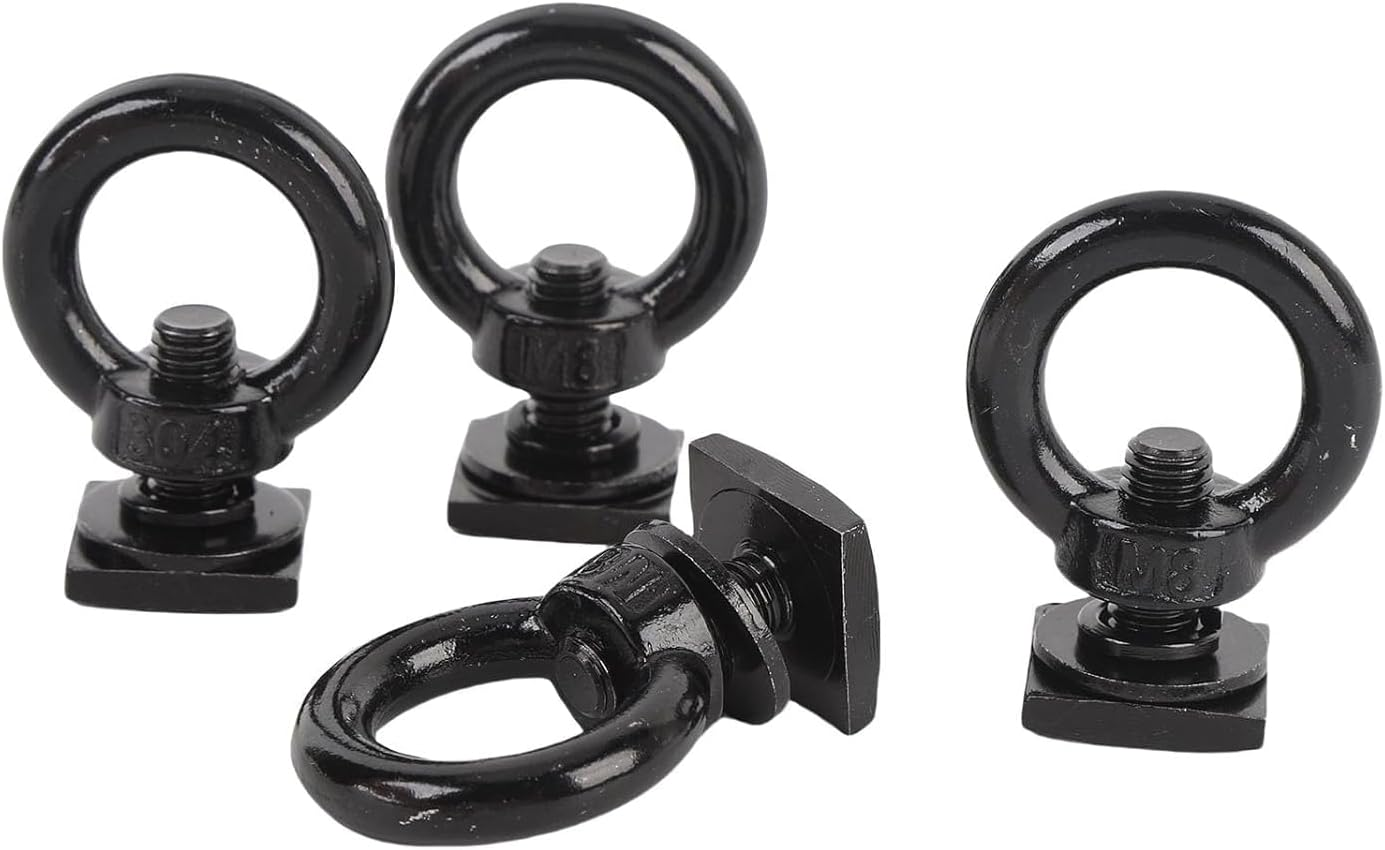 Fokmuaex 4PCS Heavy Duty M8 T Track Tie down Anchors - Stainless Steel T Slot Mount Rings for Roof Racks, Securing Bungee Cords, Ropes & Hooks (Black) image number 5