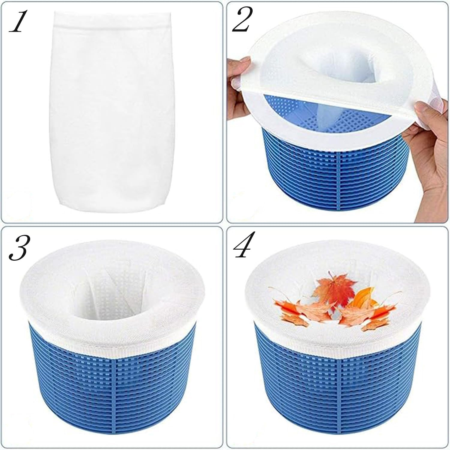 30Pcs Pool Skimmer Filter Socks, Reusable Pool Skimmer Socks, Ultra Fine Mesh Filter Sock, Pool Skimmer Basket Catcher Net for Cleaning Inground or above Ground Pool Debris, Hair and Leaves image number 4