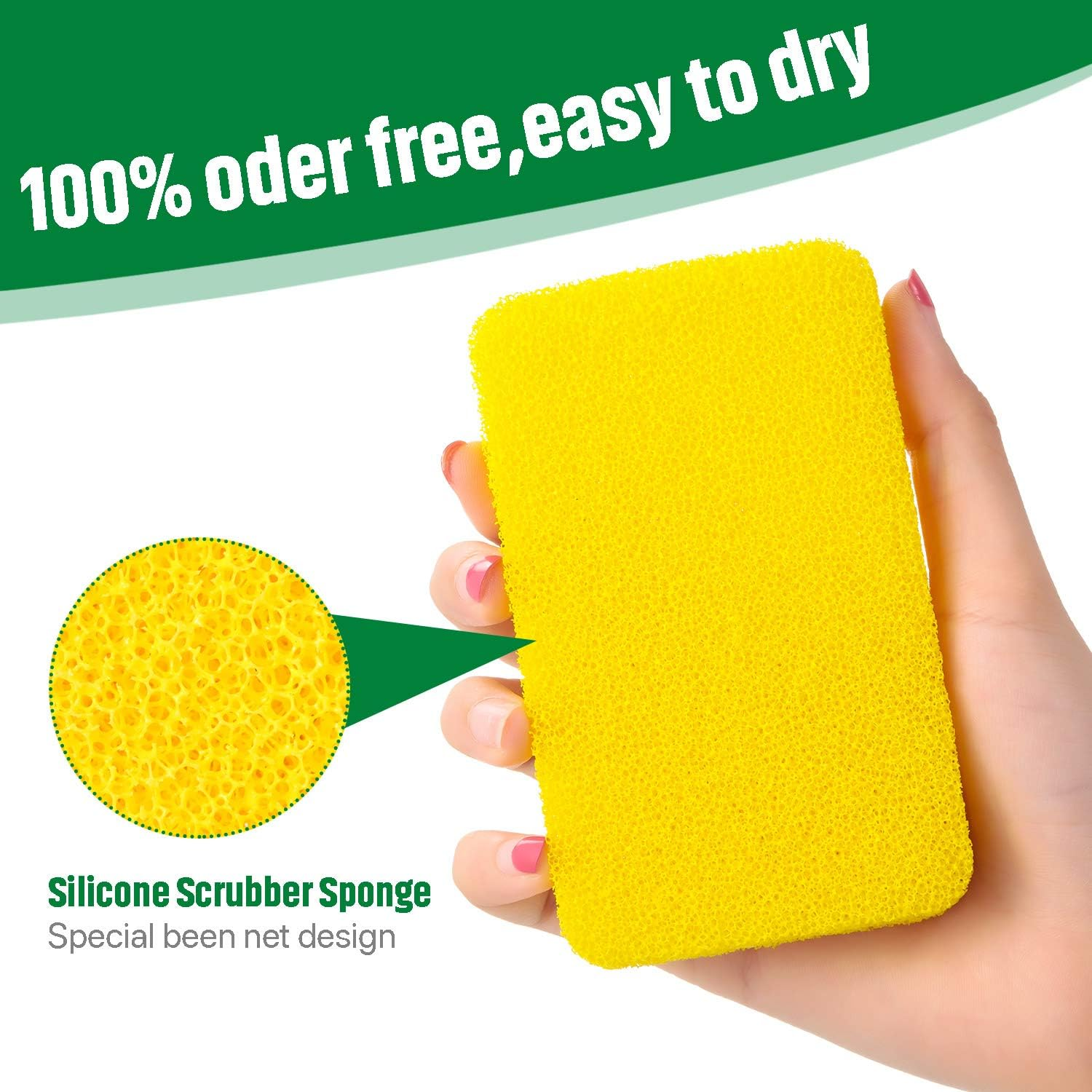 10 Pieces Silicone Scrubber Sponge Silicone Dish Sponge Reusable Kitchen Scrubbing Cleaning Sponge Soft Dish Scrubber for Dishes image number 6