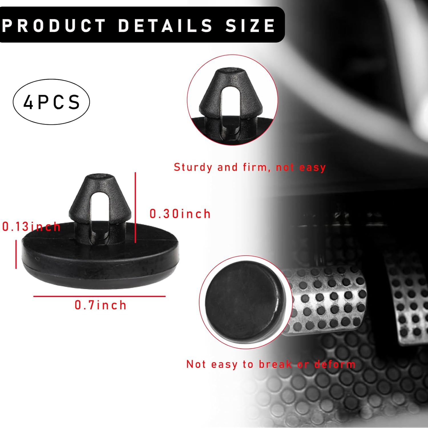 Kewucn 4 PCS Brake Pedal Stop Pad, Rubber Automotive Brake Light Switch Stopper, Vehicle Clutch Pedal Stopper Compatible with 90541-06036 image number 6