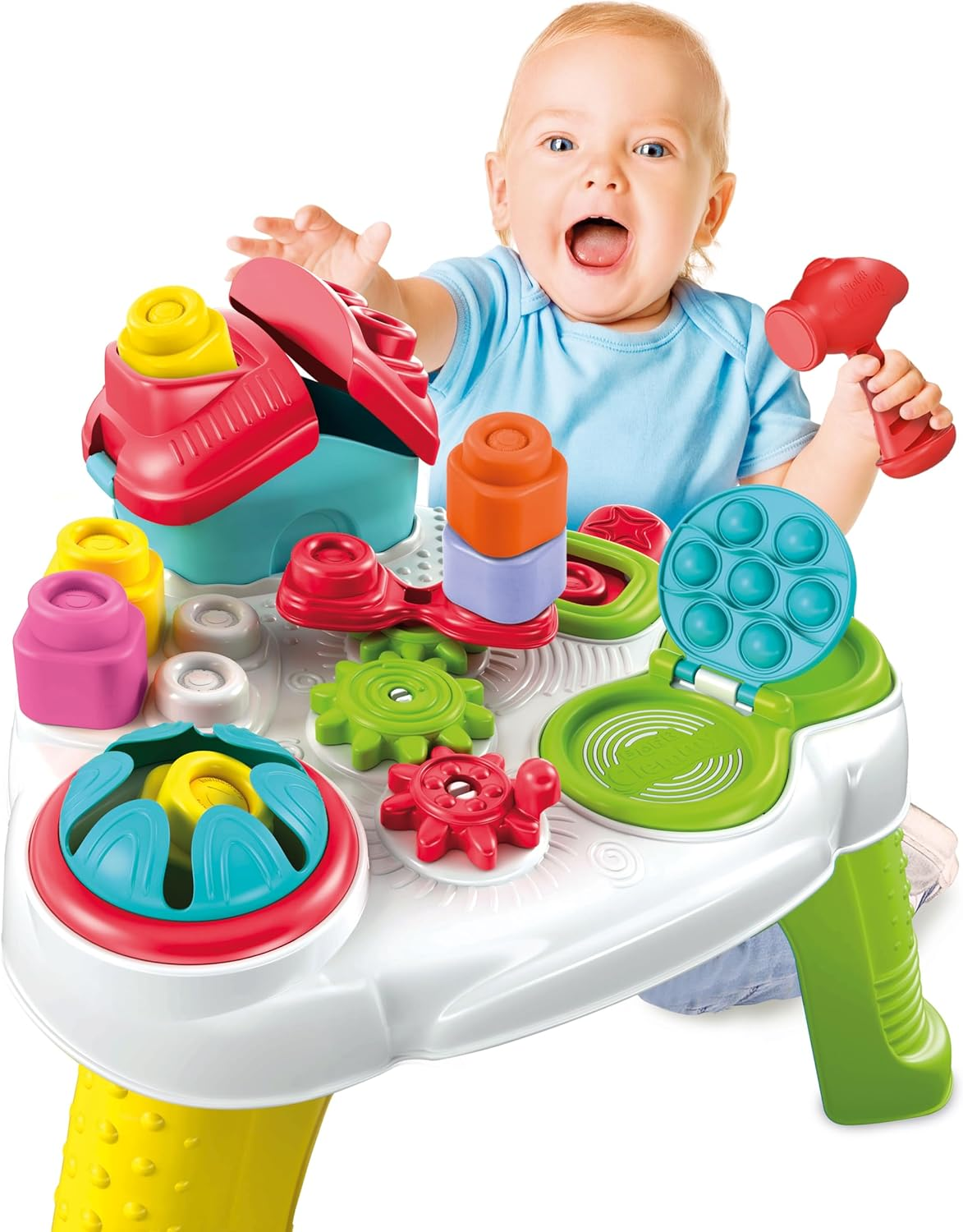 Clementoni - Clemmy Touch, Discover & Play Sensory Table - Activity Table with Soft Building Blocks for 10 Month Old, Washable Bricks, Made in Italy