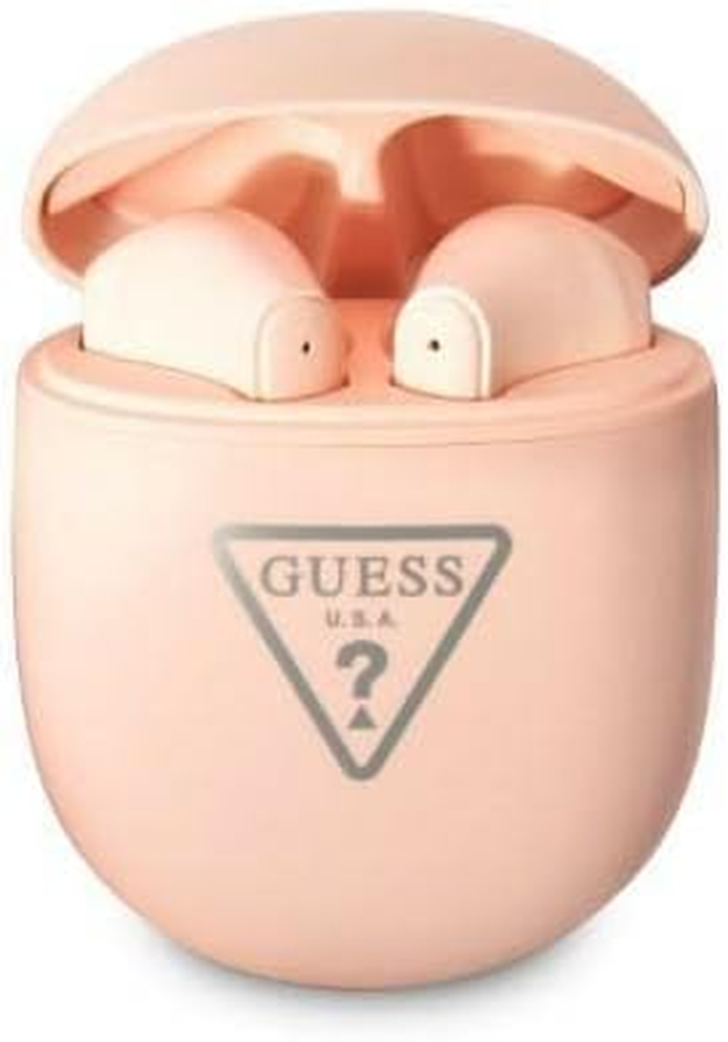 Guess GUTWST82TRP TWS Bluetooth Headphones + Docking Station Pink Triangle Logo