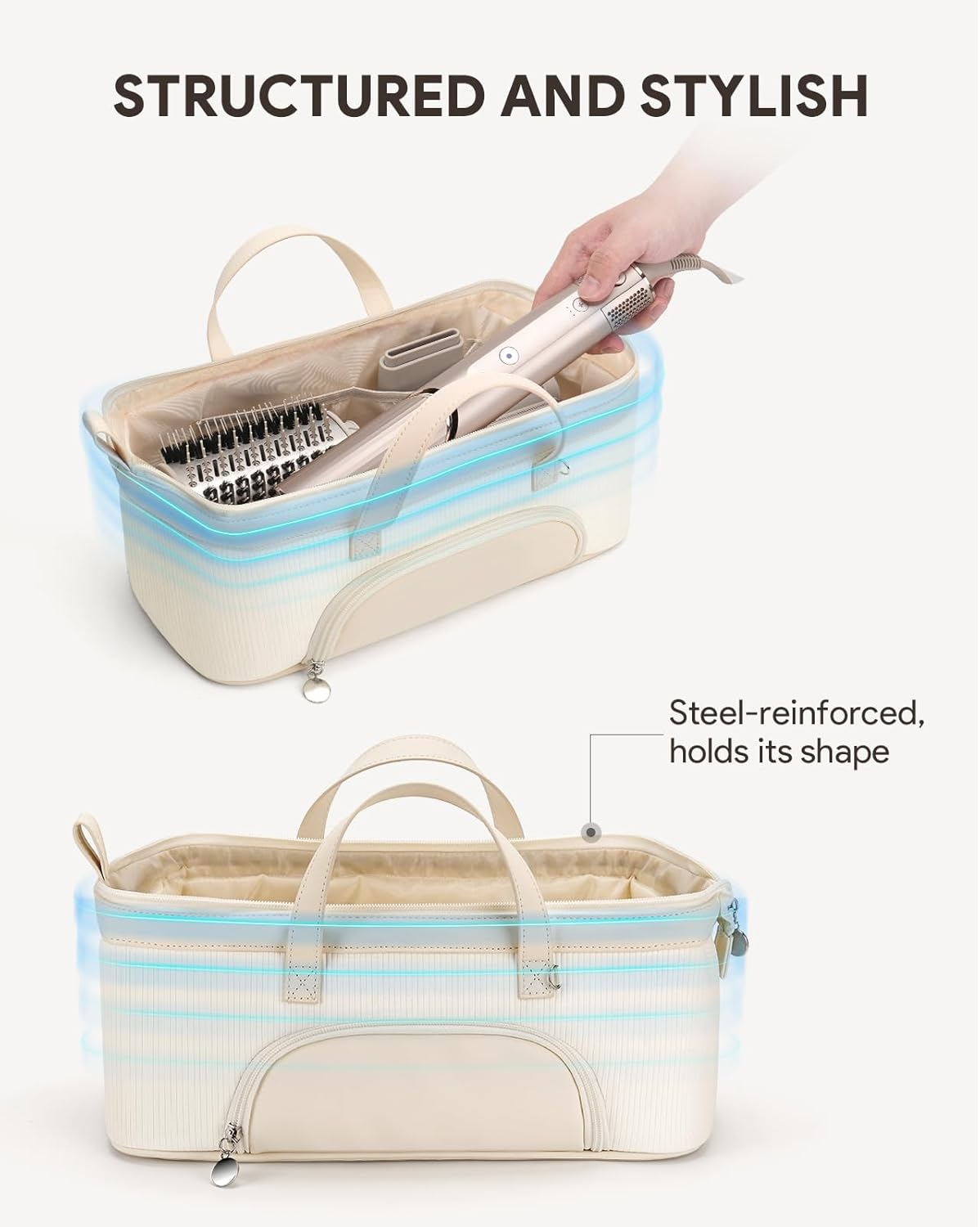 Lotour Hair Tools Travel Case Bag for Shark HD430 Flexstyle/Dyson Airwrap/Dyson Supersonic Hair Dryer, Beige, Travel image number 6