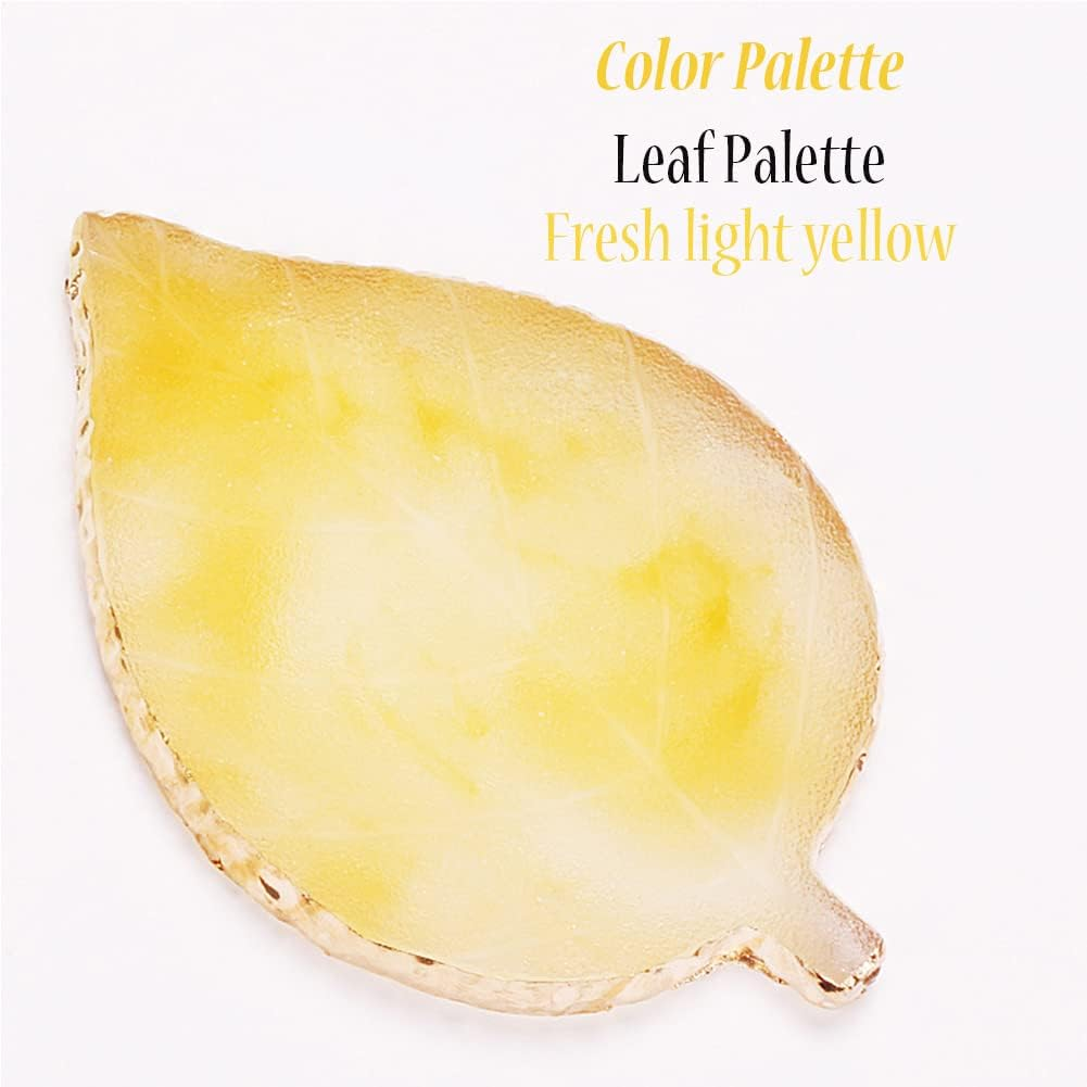 AKOAK 1 Pack Nail Leaves Palette Resin Agate Gold Trim Paint Palette Crystal Rim Shooting Prop Nail Display Board Tool (Yellow) image number 5