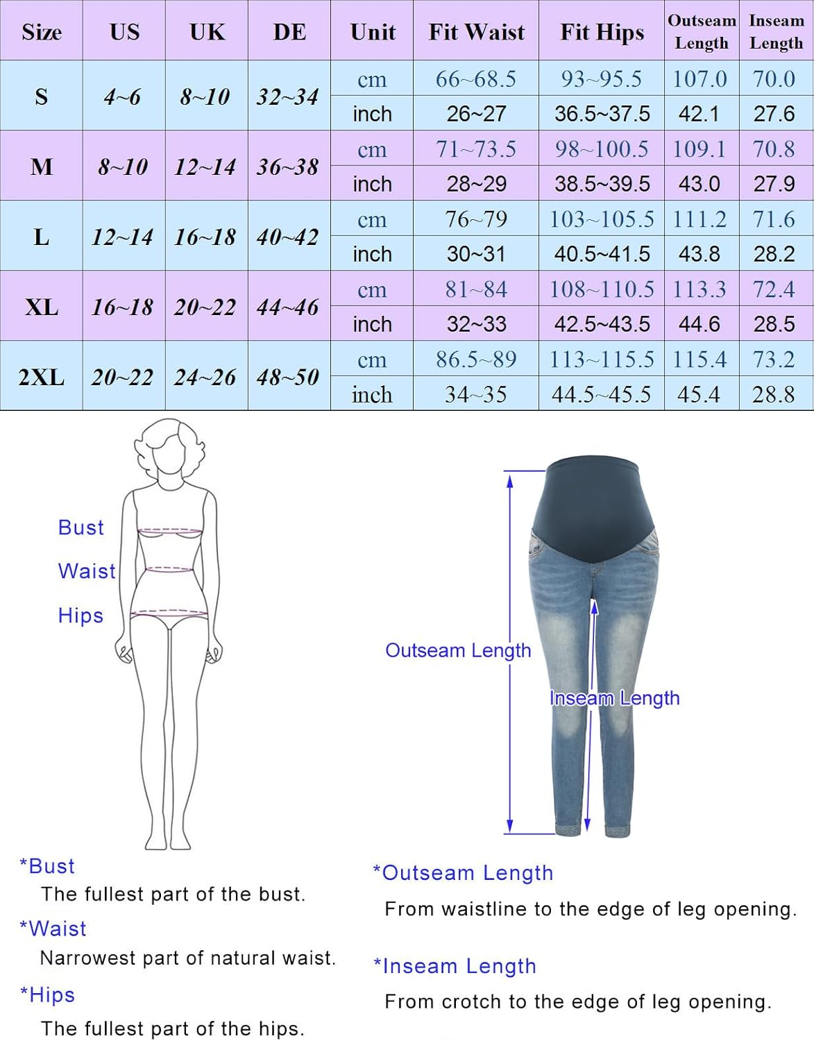 Maacie Women'S Elastic Maternity Jeans 2025 Slim Fit Maternity Jeans Comfortable Cotton Jeans Dark Denim Blue M image number 3