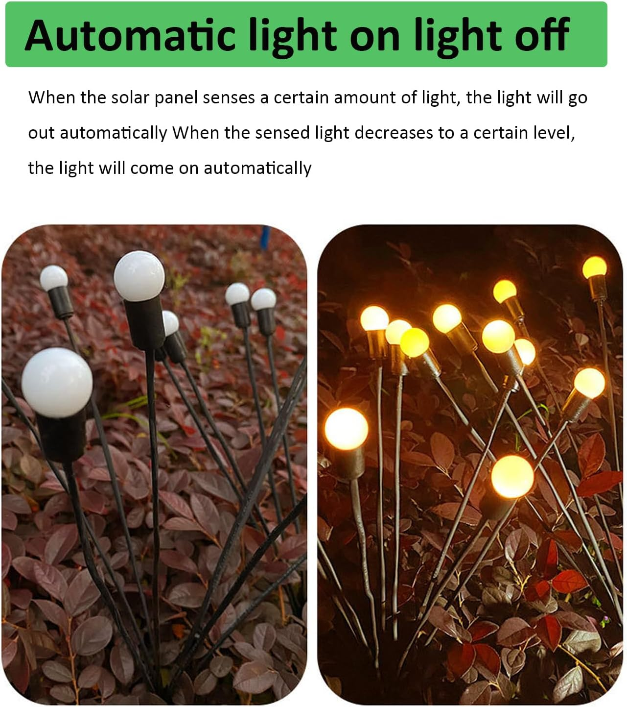 4Pcs Solar Garden Lights Outdoor, Solar Firefly Lights 32 LED New Upgraded Sway by Wind, Solar Outdoor Lights, Yard Patio Pathway Decoration, High Flexibility Iron Wire & Heavy Bulb Base, Warm White image number 4