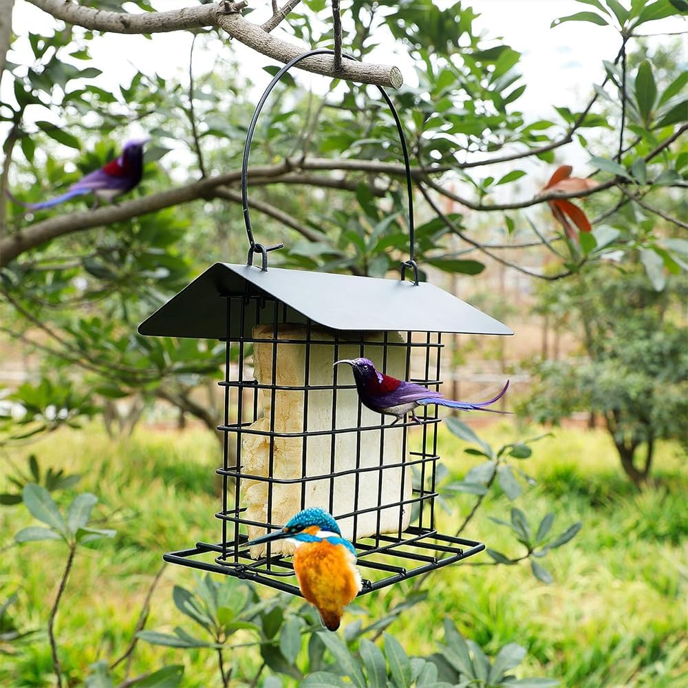 HYAVIA 2PCS Metal Suet Bird Feeder for outside &ndash; Hanging Rainproof Squirrel-Proof Cage, Holds Single Suet Cake, Attracts Finches, Tits, Robins, Ideal for Garden, Yard, Office image number 3