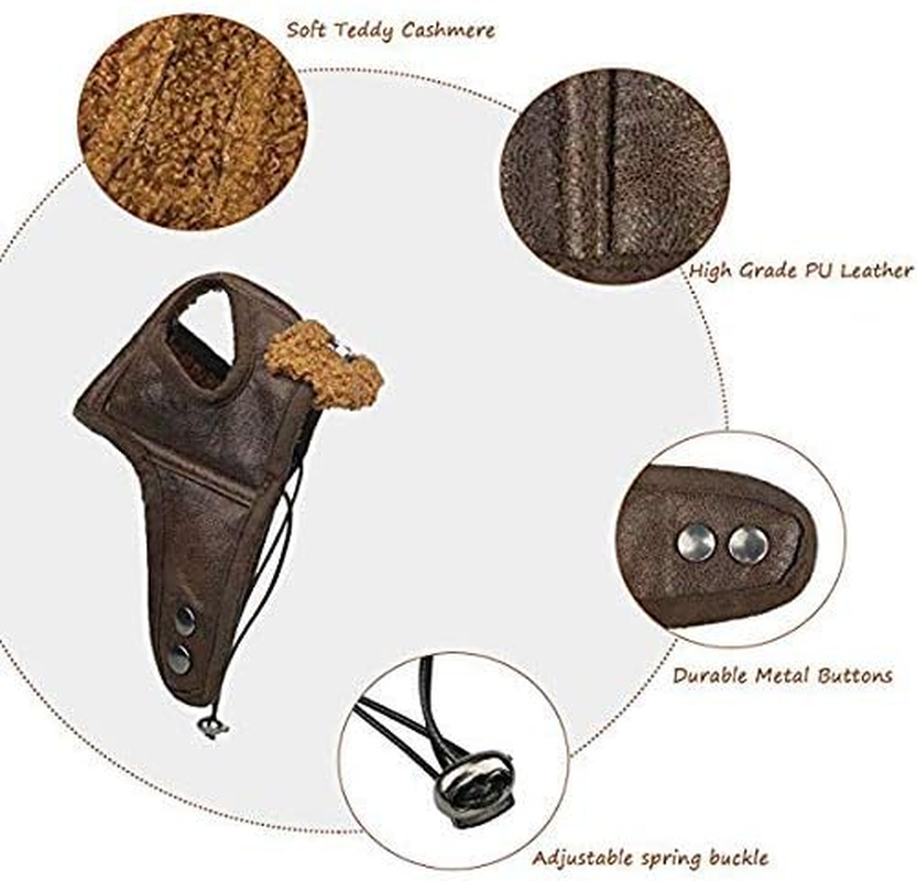 Leson Dog Aviator Hat, Dog Winter Pilot Hat with Ear Flaps for Cold Weather (M, Coffee) image number 4