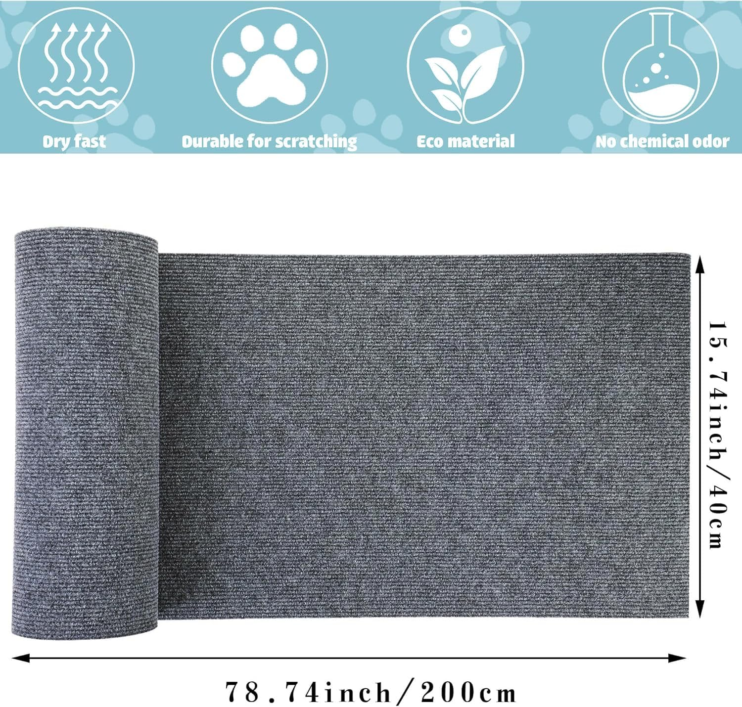 200 X 40 Cm Self Adhesive Scratch Mat DIY Cat Mat image number 3