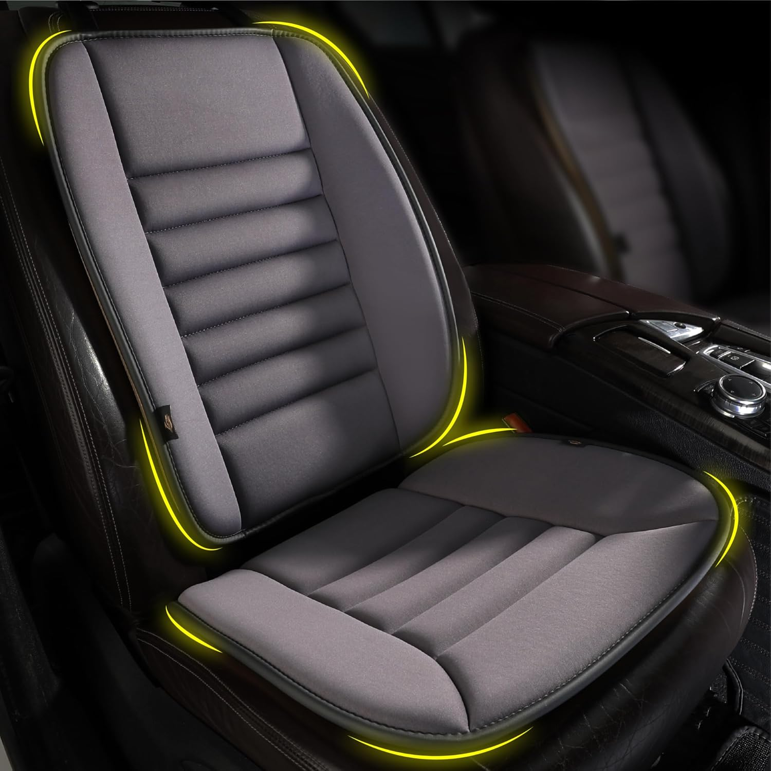 Kingphenix Car Seat Cushion with Back Support Pillow: Enhanced Comfort Memory Foam Design for Pain Relief, Ideal for Drivers and Office Use - Ergonomic Lumbar Comfort for Long Sitting - Black