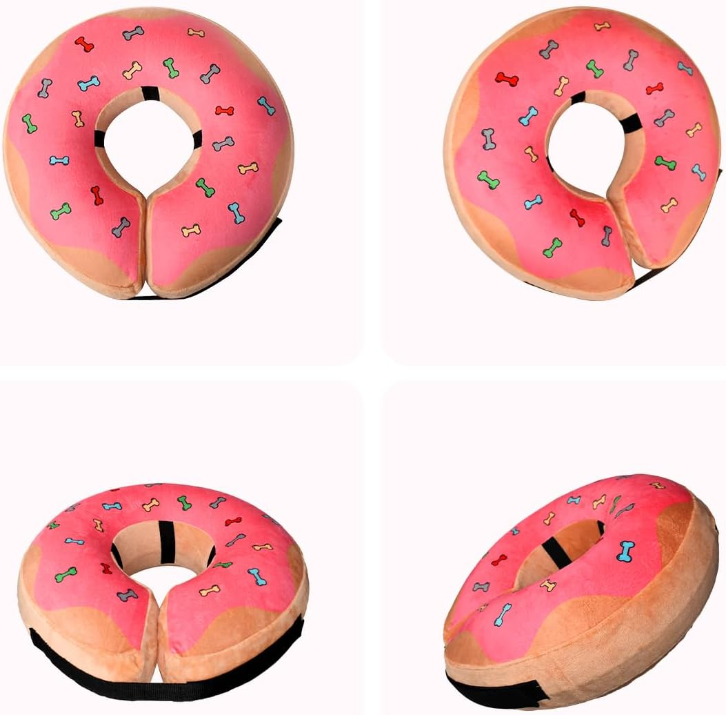 Inflatable Recovery Dog Cone, Protection Dount Collar for Small Medium Large Dogs, Adjustable Soft E-Collar for Dogs and Cats after Surgery, Cute Dog Bone Pattern (Pink, Medium-Plus) image number 4