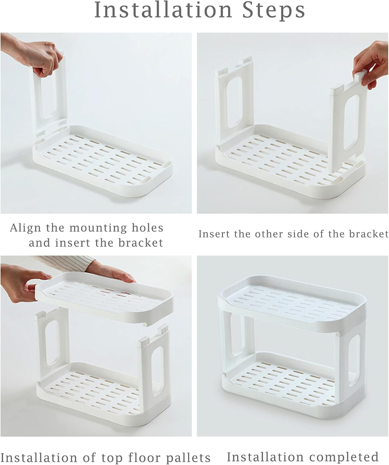 HASPINH 2 Tier Makeup Organizer, Foldable Cosmetic Storage Display Box, Large Capacity Bathroom Countertop Organizer Shelf, Perfume Organizer, Vanity Organizer, Skincare Organizers, Kitchen, White image number 4