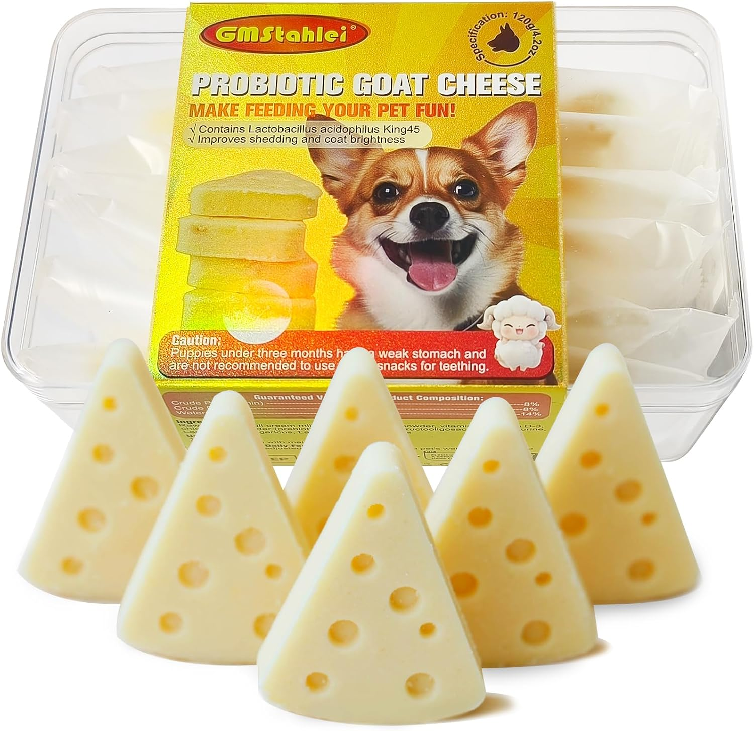 Gmstahlei Dog Cheese Treats with Probiotics - Bite Size - Human Grade Pet Treats - Healthy Treats - Boosts Immunity and Improves Coat - Non Freeze Dried Cheese and Individual Packaging - 4.2 Oz / 120G image number 4