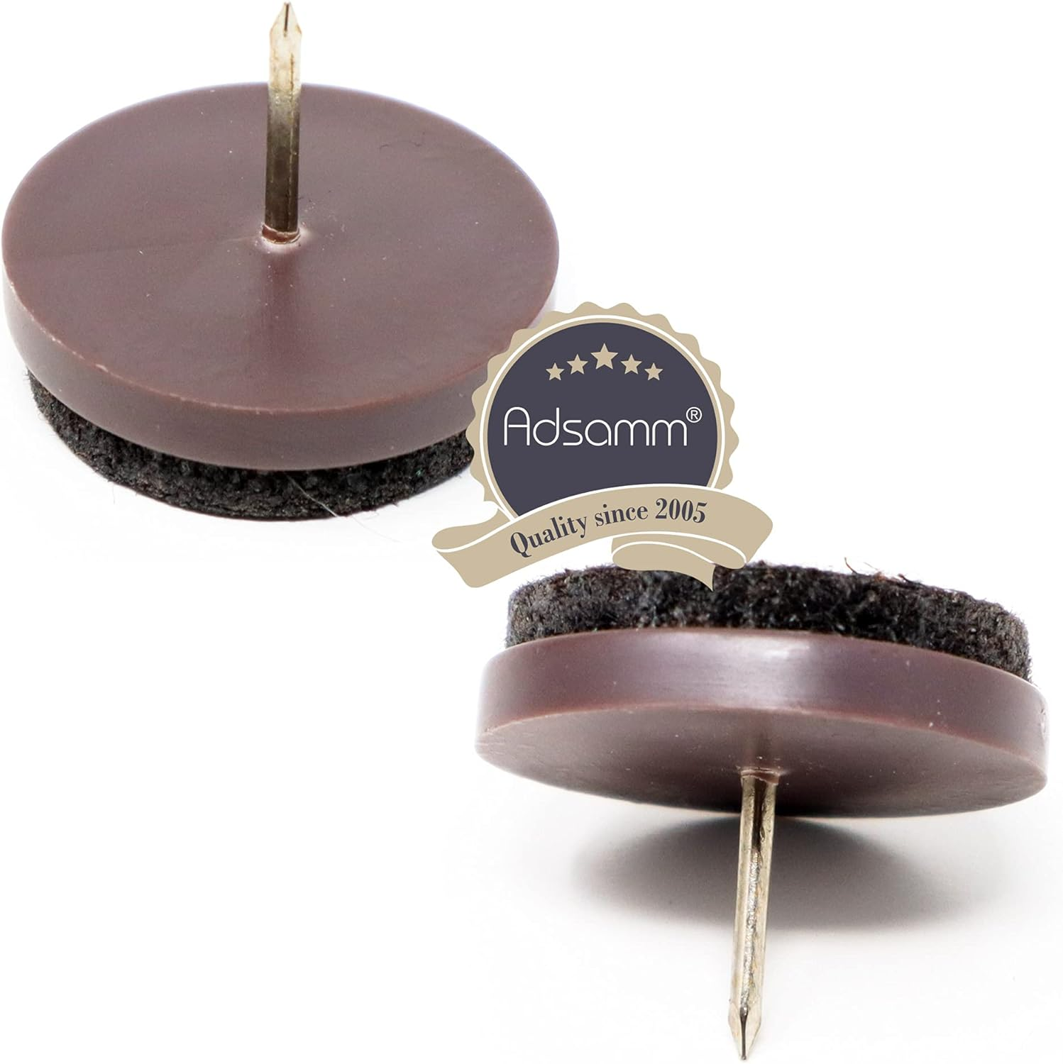 Adsamm FP-N-BR-35-100 FP-N-BR-35 100 X Felt Pads with Nail, Brown, &Oslash; 35 Mm image number 2