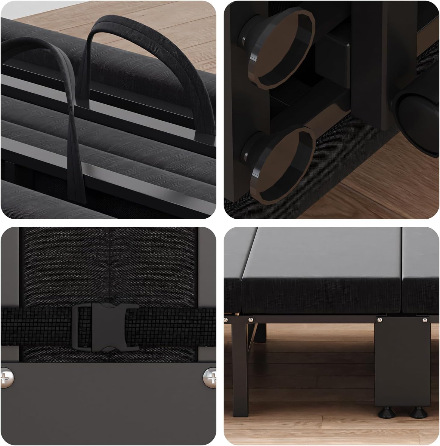 Uandhome Folding Bed with Mattress,4-Fold Rollaway Guest Bed with Twin Size & Metal Frame & Rolling Wheels & Adjustable for Adults Temporary Shelters Home Office Easy Storage(185 * 90 * 22.5Cm) image number 1