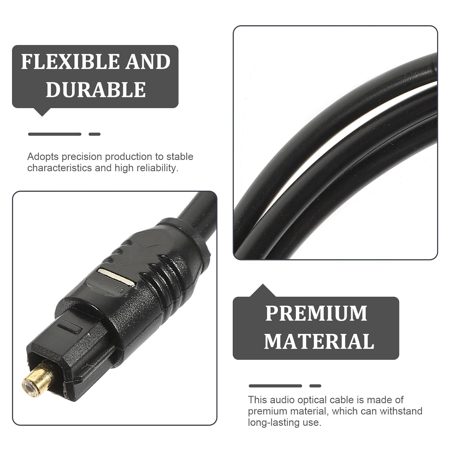 COHEALI 2Pcs 1.5M Fiber Audio Cable Digital Optical Cable Male to Male Cord for Sound Bar Tv DVD Cd Connection Optical Audio Cord for Home Theater image number 2