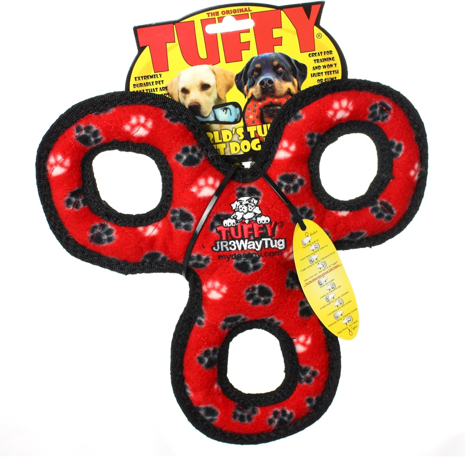 Tuffy Interactive Play Dog Squeaker Toy, Red image number 5