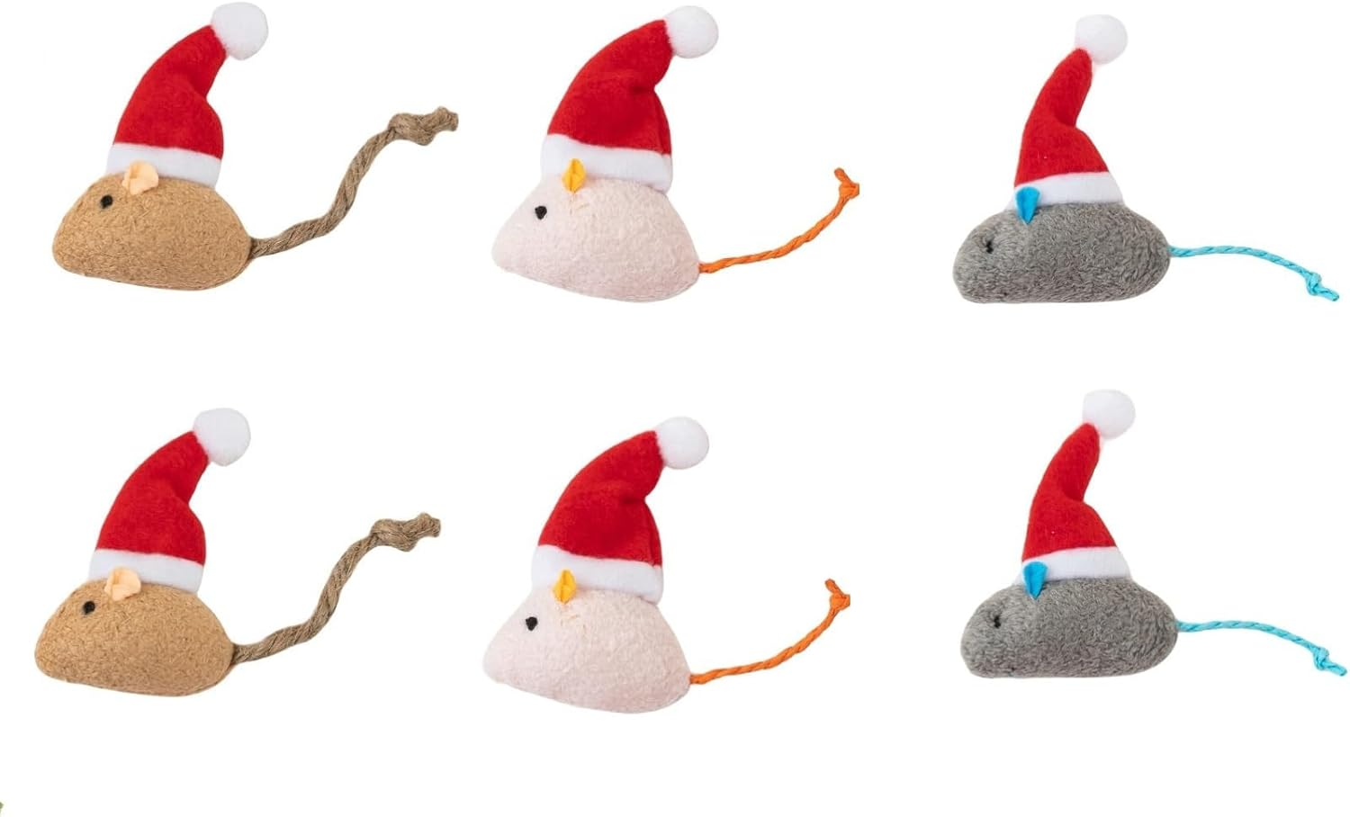 Animacoser 6 Pieces Christmas Cat Toys: Interactive Toy Mouse Costume with Catnip image number 5