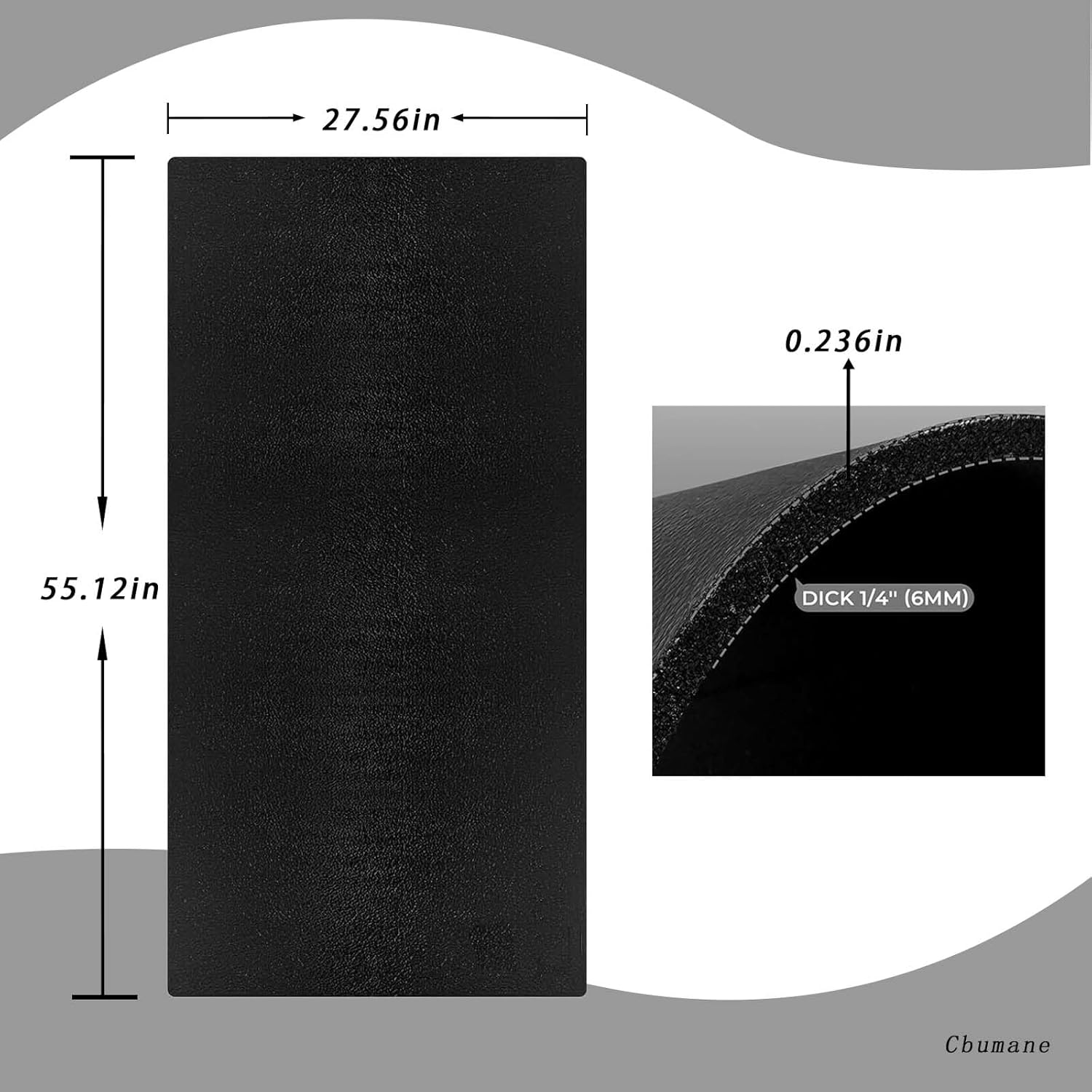 Exercise Equipment Mat | Bike Trainer Elliptical Treadmill Mat | Walking Pad Treadmill | 55L*27W*0.23Th | Bike Mat Indoor | Stationary Bike Mat | Exercise Gym Pad Floor image number 3