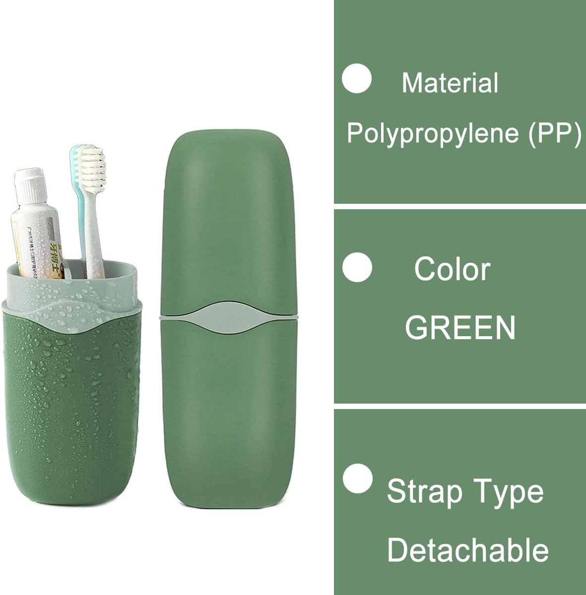 Portable Travel Toothbrush Holder, 3 in 1 Travel Toothbrush Case, Detachable Toothbrush Storage Box for Travel, Business, Camping, Daily Use (Green) image number 1