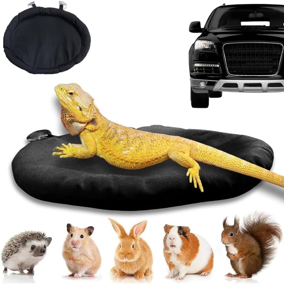 Washable Bearded Dragon Bed with Suction Cup,Soft Sleep Cushion Mat for Travel and Reptile Tanks, Car Animal Bed，Bearded Dragon Bedideal for Lizards, Leopard Geckos,Hamsters (Black) image number 1