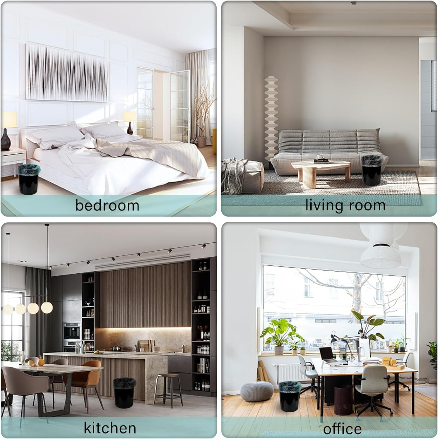 10Rolls 200 Counts Garbage Bags Strong Thin Material Disposable Kitchen Garbage Bags, Durable Plastic Trash Bags for Office Home Bedroom Garden Waste Bin (Silvery)