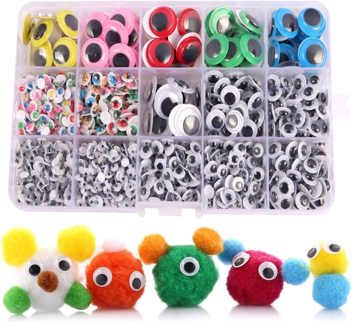 1500Pcs Googly Eyes Self Adhesive for Crafts, Craft Sticker Wiggle Eyes with Multi Colored and Sizes for DIY image number 1