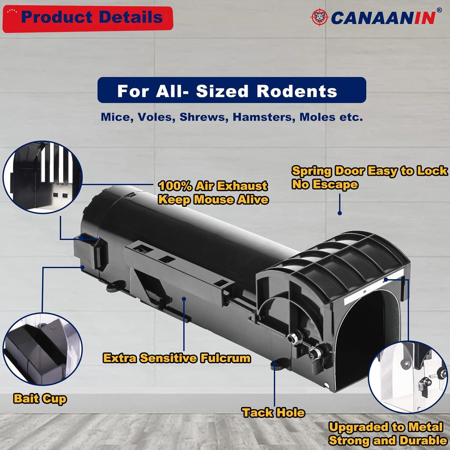 Mouse Trap Humane Cage Rat Trap for Indoor and Outdoor, Large Rodent Animal Mice Vole Chipmunk Hamsters Live Cage, Catch and Release (Black 1 Pack) image number 1