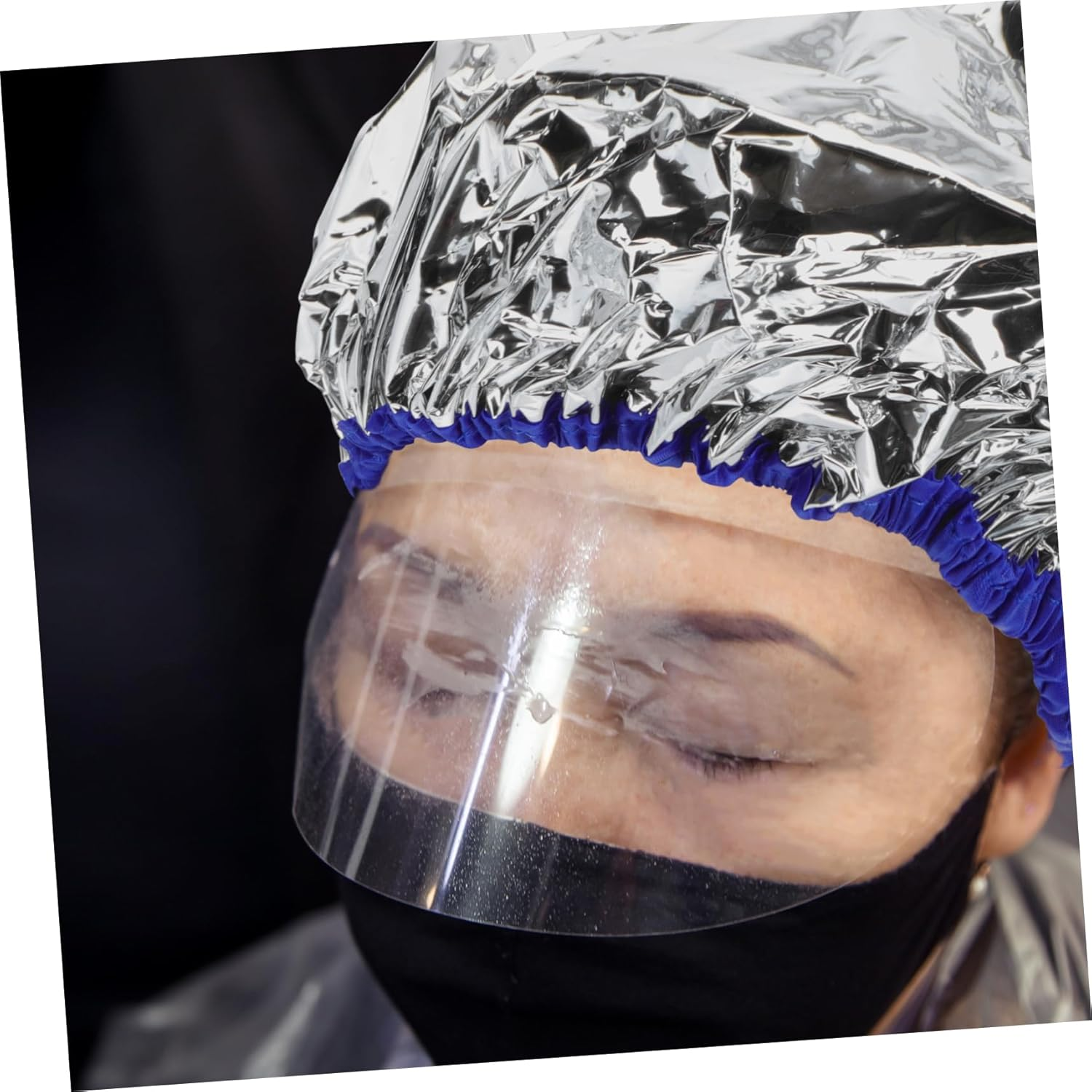 Hair Treatment Cap Silver Thermal Self-Heating Aluminum Foil Scalp Protection for Home Hair Care and Deep Conditioning image number 3