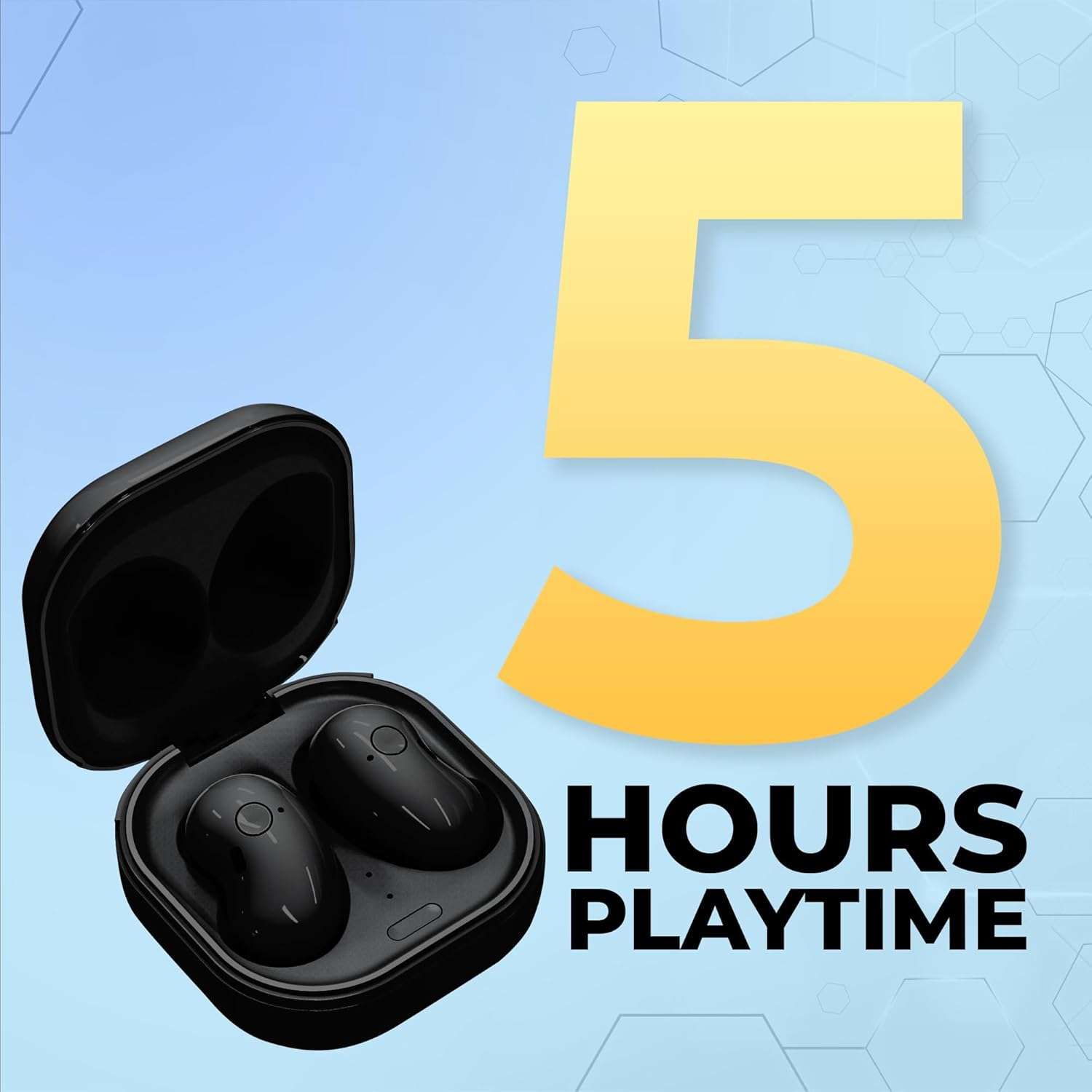 Coby Ultra-Slim True Wireless Earbuds, Ergonomic Bluetooth Earphones with Built-In Microphone, Sweat-Resistant Design and Touch Controls, 33-Foot Range, 5-Hour Playtime, Black image number 5