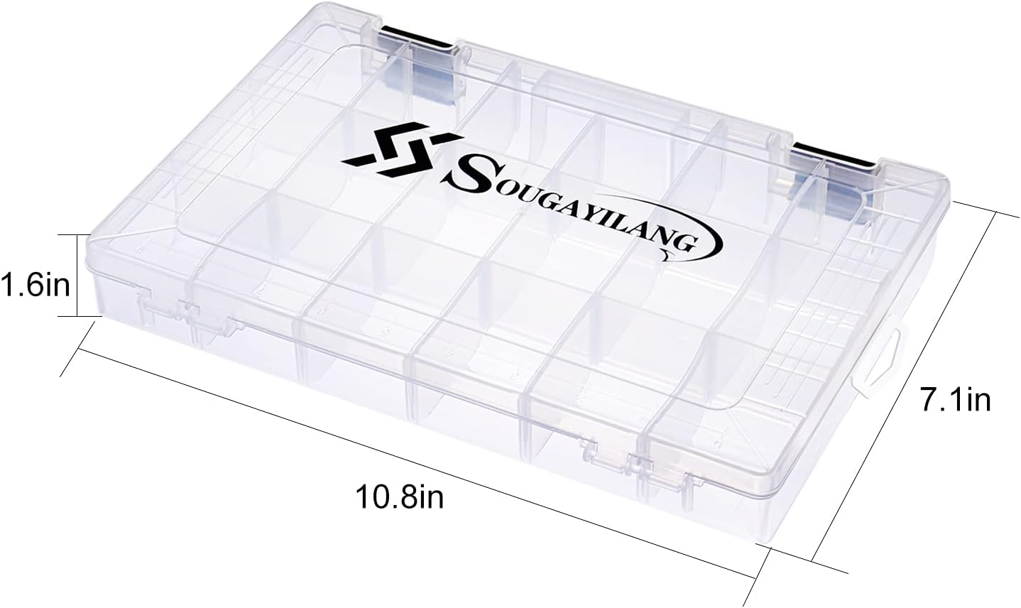 Sougayilang Fishing Tackle Boxes - 3600 3700 Plastic Storage Organizer Box with Removable Dividers - Fishing Tackle Storage - 4 Packs 3600 Transparent Tackle Trays image number 4