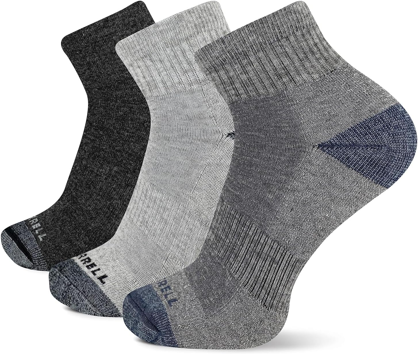 Merrell Men'S and Women'S Wool Everyday Hiking Socks-3 Pair Pack-Cushioned, Ankle - Charcoal Heather image number 3