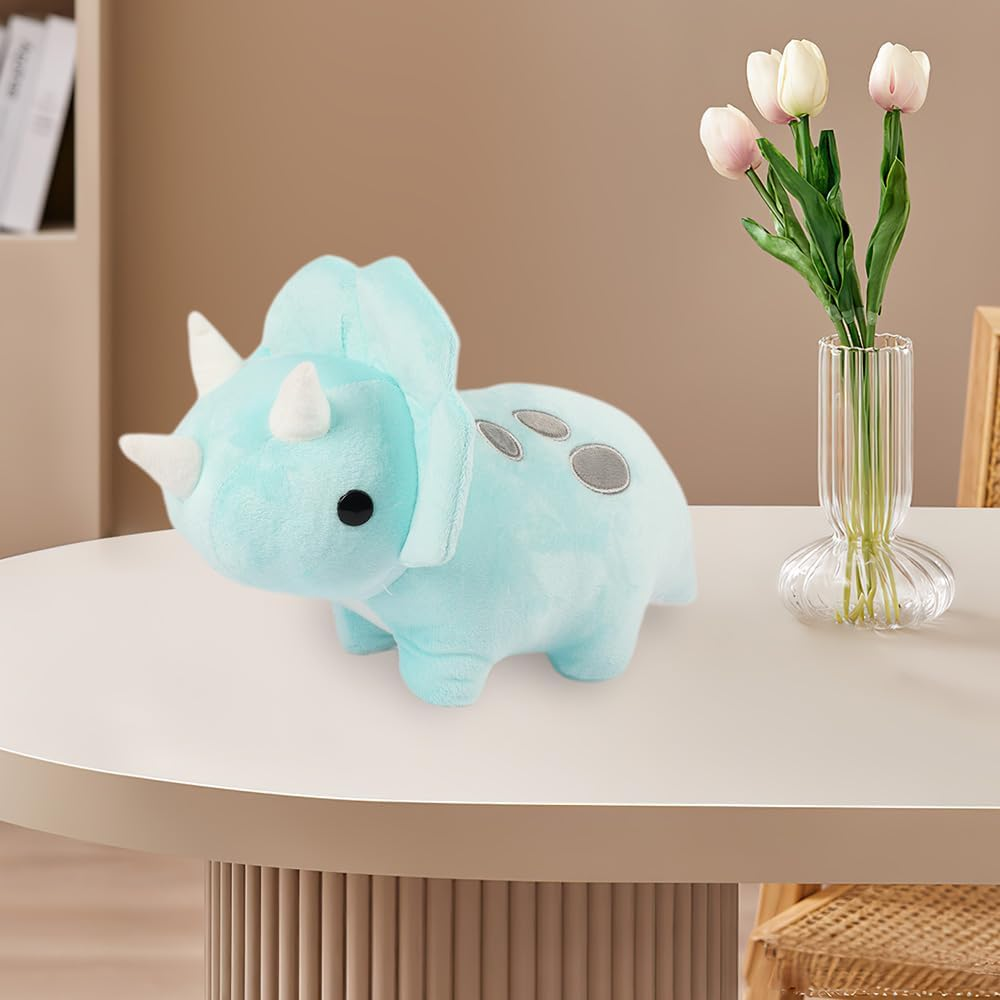 11.8 Inch Dinosaur Plush Triceratops Toy, Soft Sky Blue Plush Dinosaur Doll Plush Toy Suitable for Children, Girls, Boys image number 6