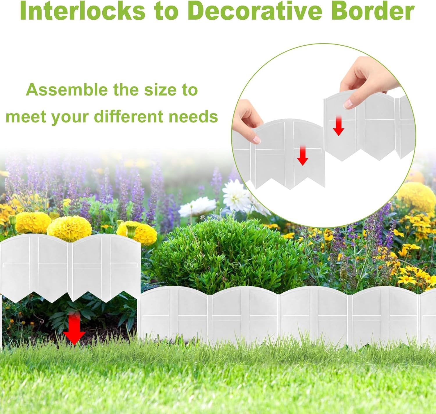 Vashly 20 Pcs 10.17Ft X5.9 H with 20 Spikes No Dig Plastic Lawn Garden Edging Border Landscape Edging Kit, for Outdoor Patio Pathway,The Yard,Lawn Garden Flower Bed Border Edging - 40Pcs Black image number 5