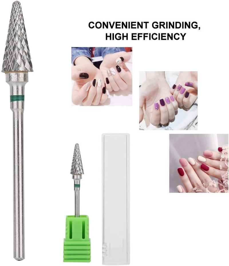 Nail Drill Bits, Tungsten Steel Drill Bits for Nails, Nail Art Drill Bit, Electric Pedicure Manicure Grinding Head Nail Polishing Accessory, Manicure Drill Bit for Nails(Green Label) image number 3