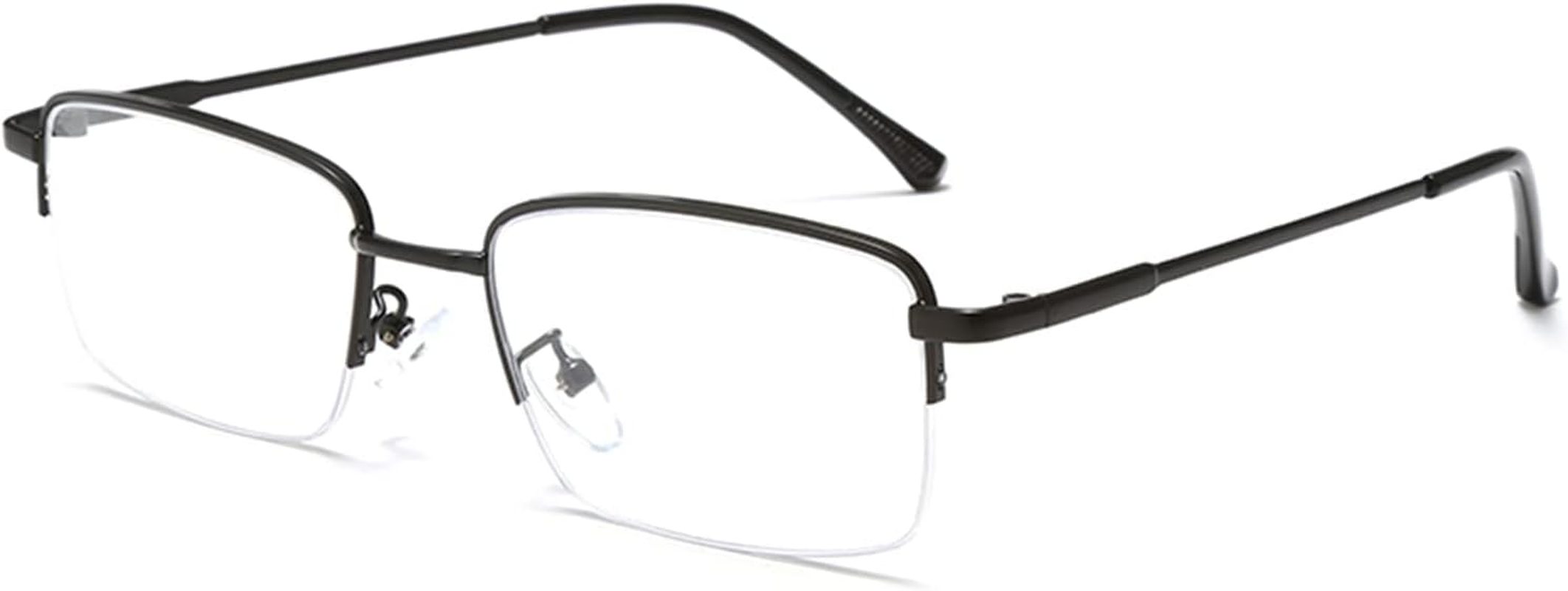 LJCZKA Half Frame Blue Light Blocking Glasses for Men Women, Rectangular Semi Rimless Blue Light Glasses for Anti-Fatigue and Eyestrain