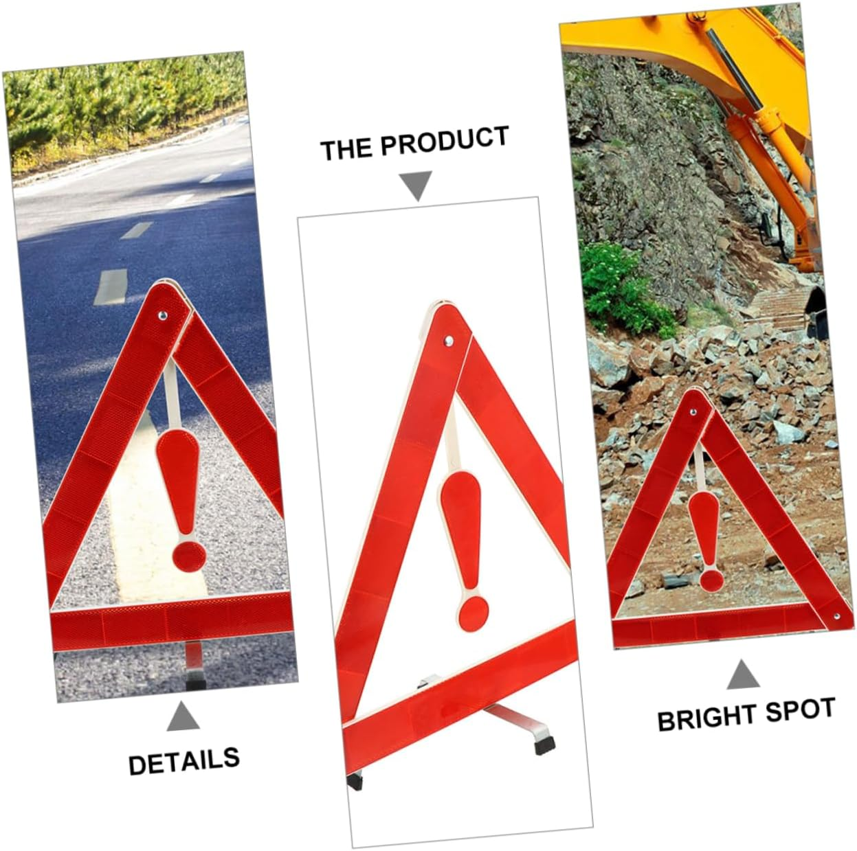 4 Pcs Car Warning Triangle Safety Signs 39X39Cm Reflective Roadside Emergency Triangles Tripod Kit for Vehicle Breakdown image number 3
