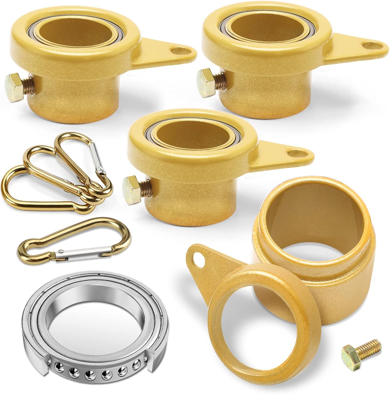 MOFEEZ Flagpole Rotating Clips Swivel Rings, Anti-Wrap Tangle Free with Bearings for 7/10-1" Diameter Flagpole (2Sets-Gold) image number 1