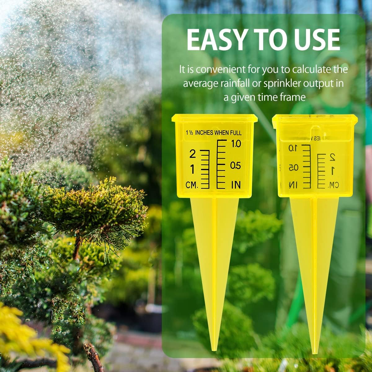 Bright Yellow Transparent Rain Gauge Outdoor Water Measuring Tool Plastic Sprinkler Gauge Instrument Reusable Garden Water Gauge Sprinkler Gauge for Garden Lawn Backyard (10Pcs) - 20Pcs image number 6