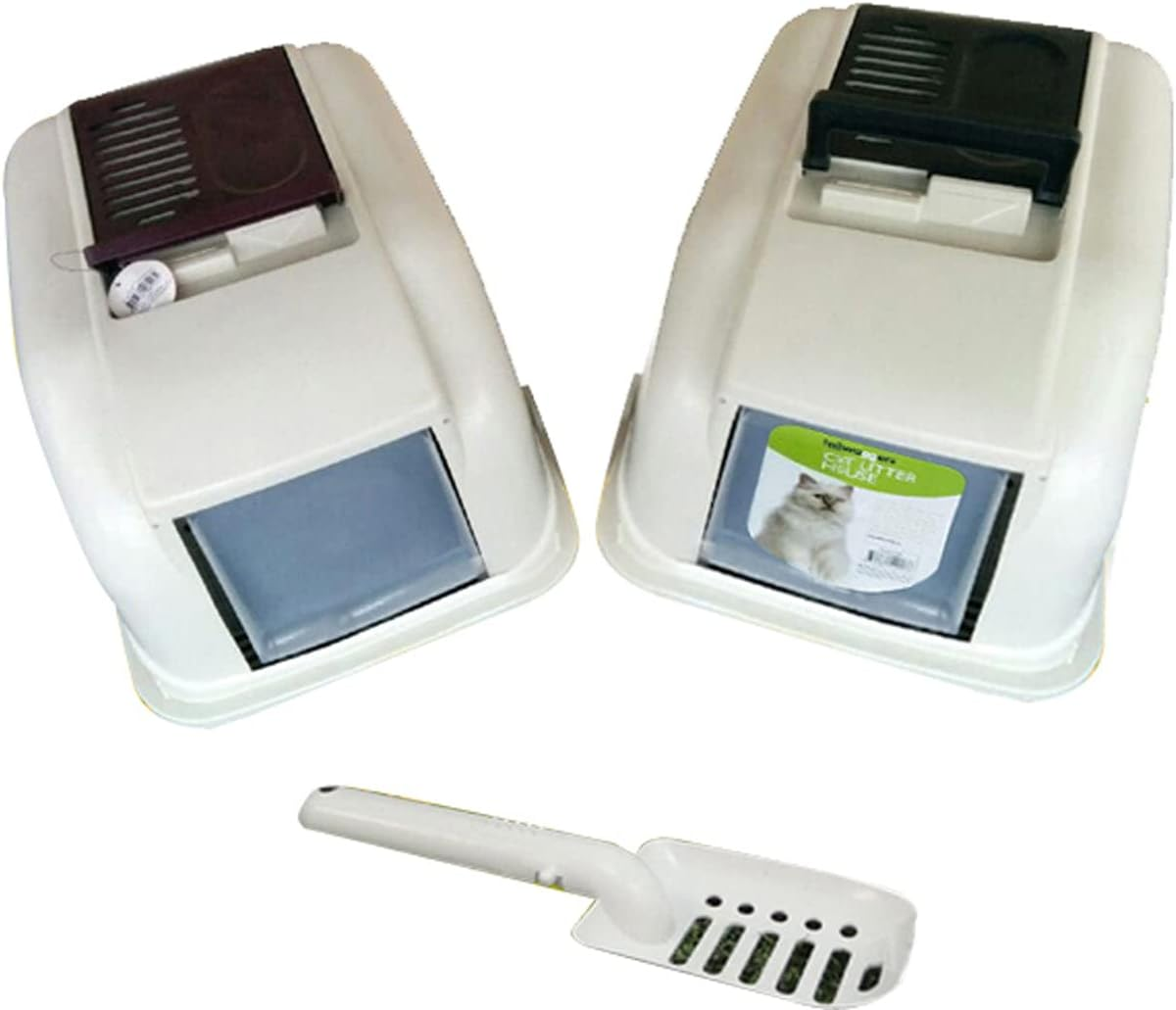 Salesbay Portable Hooded Cat Toilet Litter Box Tray House with Handle and Scoop image number 3