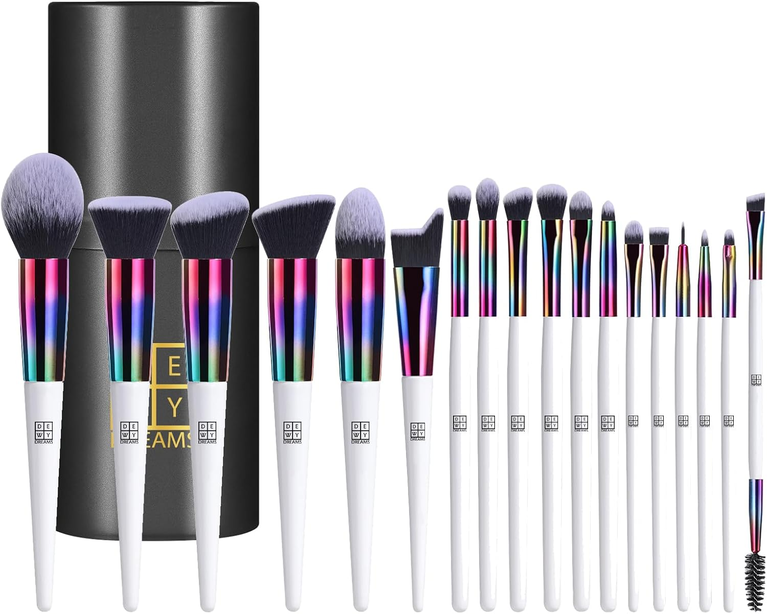 DEWYDREAMS Makeup Brush Set 18 Pcs Premium Synthetic Foundation Powder Concealers Eye Shadows Blush Makeup Brushes with Black Case