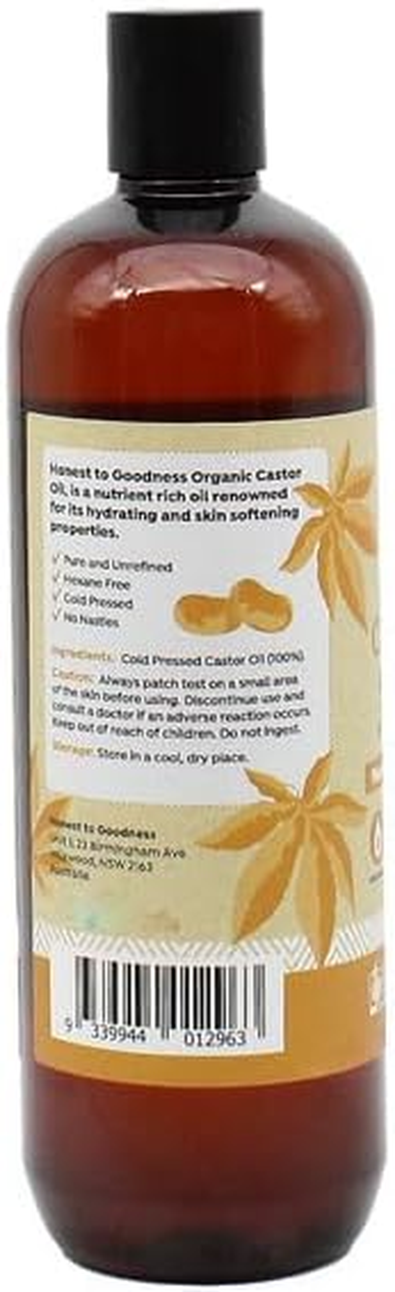 Honest to Goodness, Organic Castor Oil 500Ml - Derived from Organic Beans of Castor Seeds, Cold-Pressed for Maximum Benefits. Versatile in Various Applications. image number 1