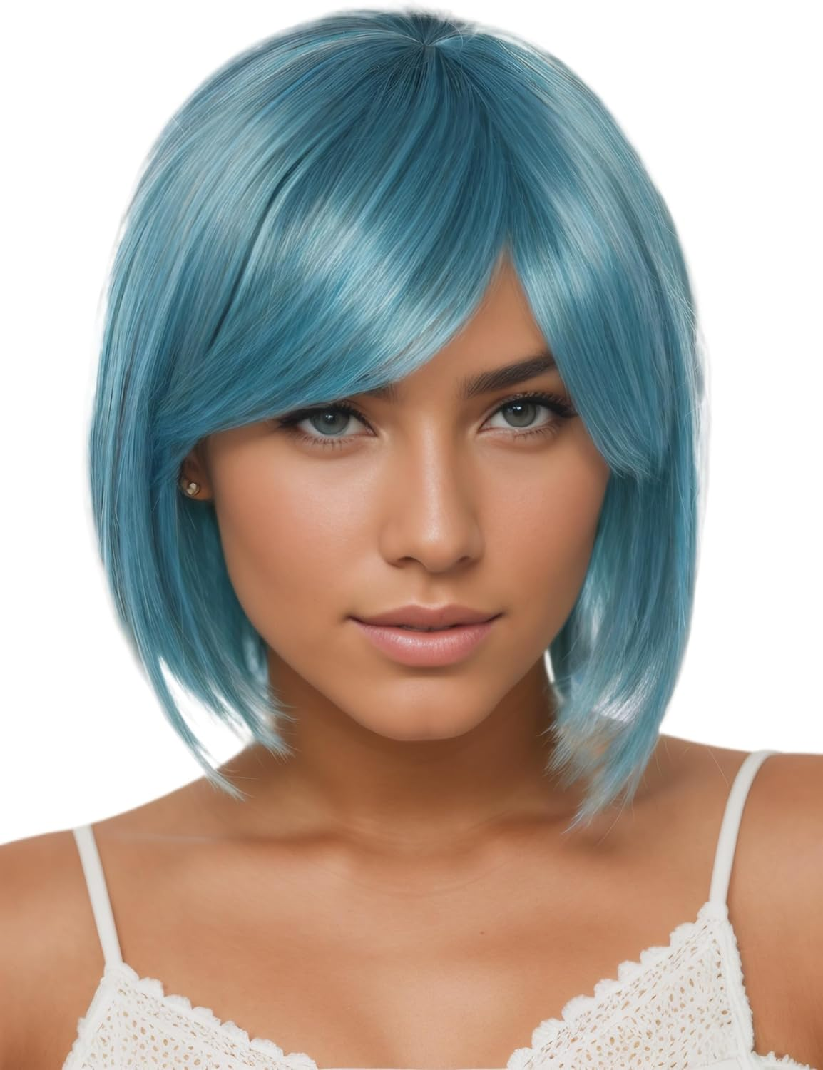 Prettyland Green Women'S Short Wig Bob Straight Hair for Everyday Use Yuzuki Senri Lovely Maiden Guild Cosplay Wig C1439