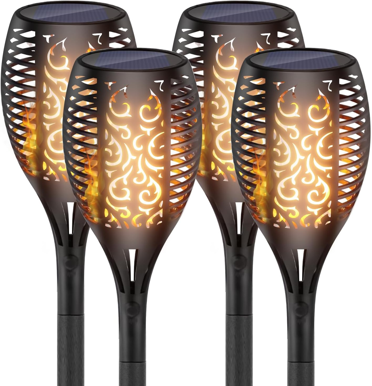 Xmart 96 LED Solar Lights Outdoor Upgraded 4 Pack, Super Larger Size, IP65 Waterproof Solar Torch Light with Flickering Flame, Solar Tiki Torches Decoration Lights, for Path Yard Garden image number 2